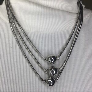Alfani signed multi 3 chain necklace silver tone disco balls 18"-20"